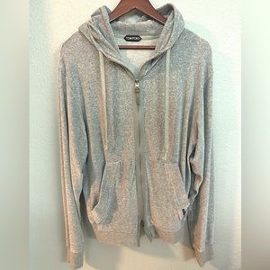 TOM FORD Gray Velvet Zip-Up Hoodie